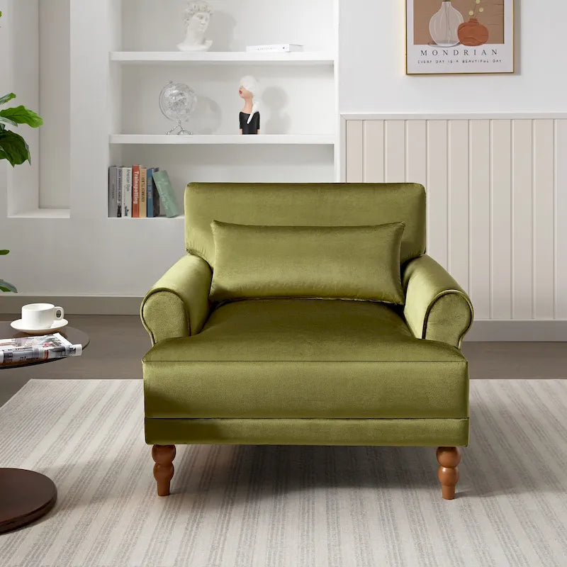 Fauteuil d'appoint en velours de 37,8 po avec support lombaire ergonomique