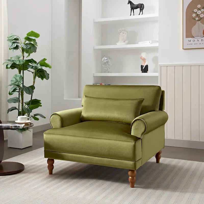 Fauteuil d'appoint en velours de 37,8 po avec support lombaire ergonomique