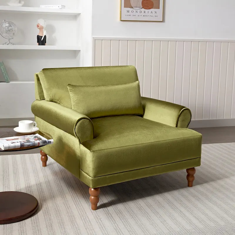 Fauteuil d'appoint en velours de 37,8 po avec support lombaire ergonomique