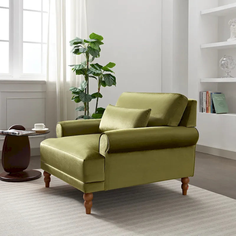 Fauteuil d'appoint en velours de 37,8 po avec support lombaire ergonomique