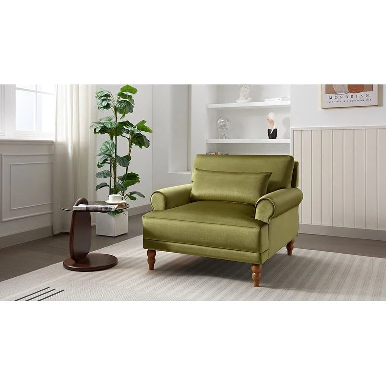 Fauteuil d'appoint en velours de 37,8 po avec support lombaire ergonomique