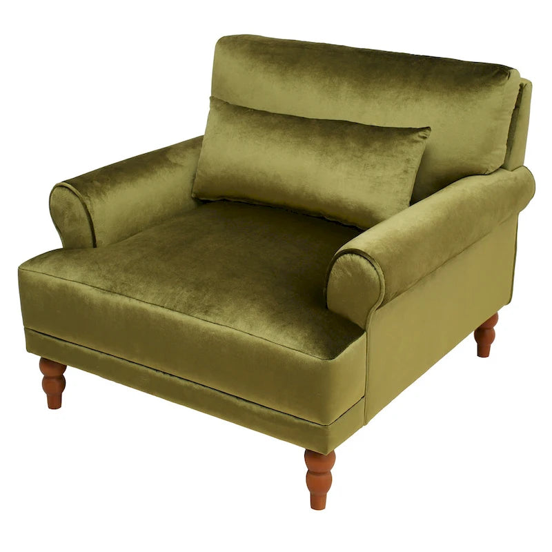 Fauteuil d'appoint en velours de 37,8 po avec support lombaire ergonomique