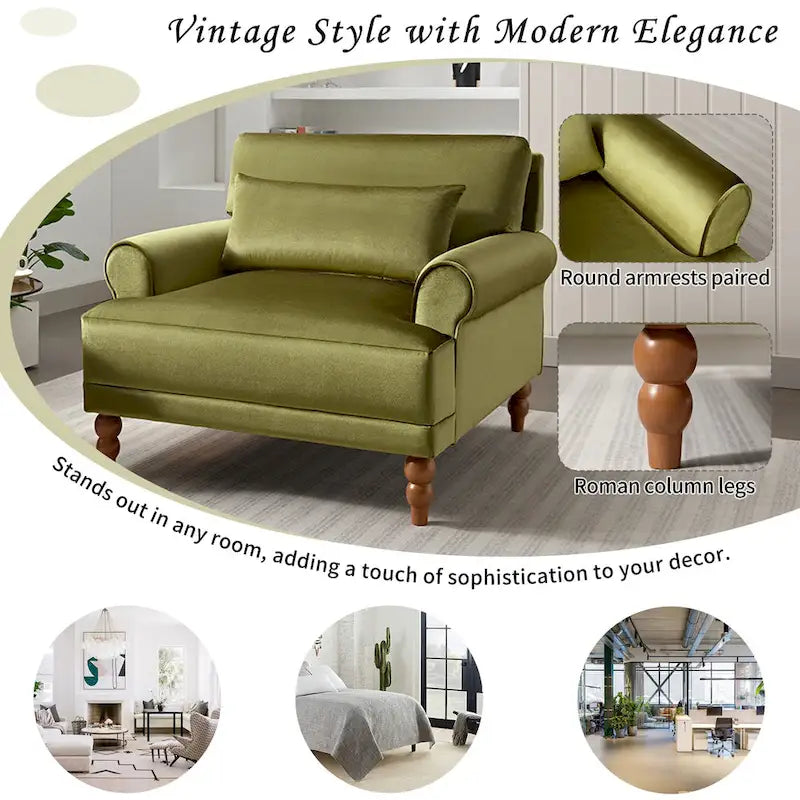 Fauteuil d'appoint en velours de 37,8 po avec support lombaire ergonomique
