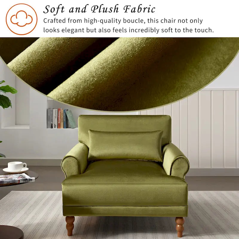 Fauteuil d'appoint en velours de 37,8 po avec support lombaire ergonomique
