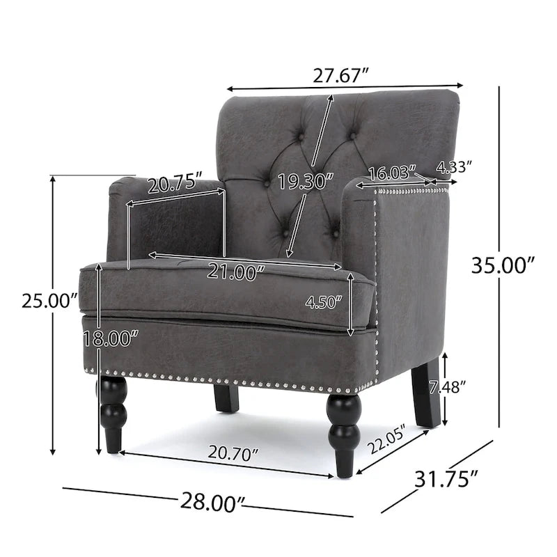 Fauteuil Club Capitonnage Boutonné et Clouté