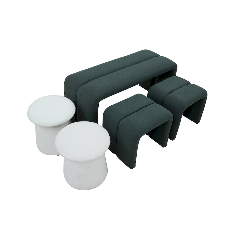 Bancs et poufs modernes rembourrés — Comprend quatre bancs