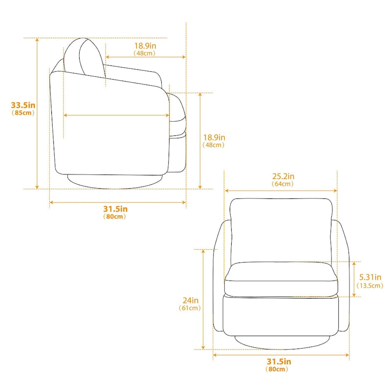 Fauteuil pivotant d'appoint en chenille