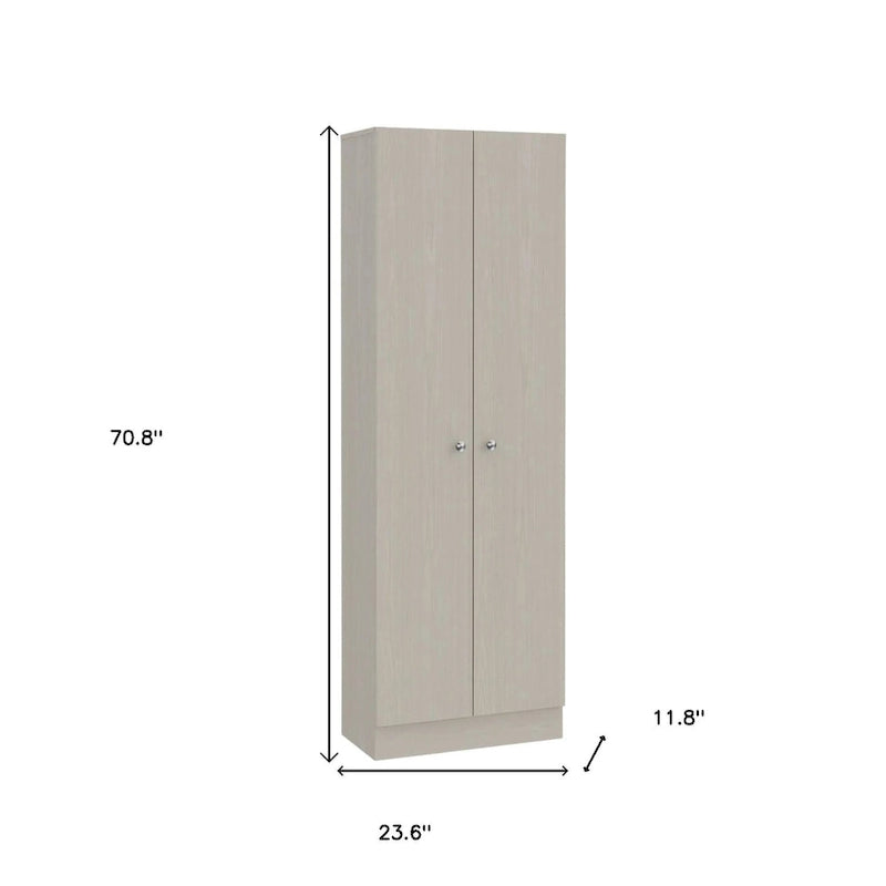 71-Inch Light Gray Wooden Pantry Cabinet / Storage Cabinet — 23.6" × 70.8" × 11.8"