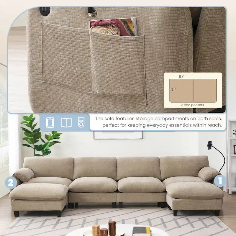 Chenille U-Shaped Modular Sofa