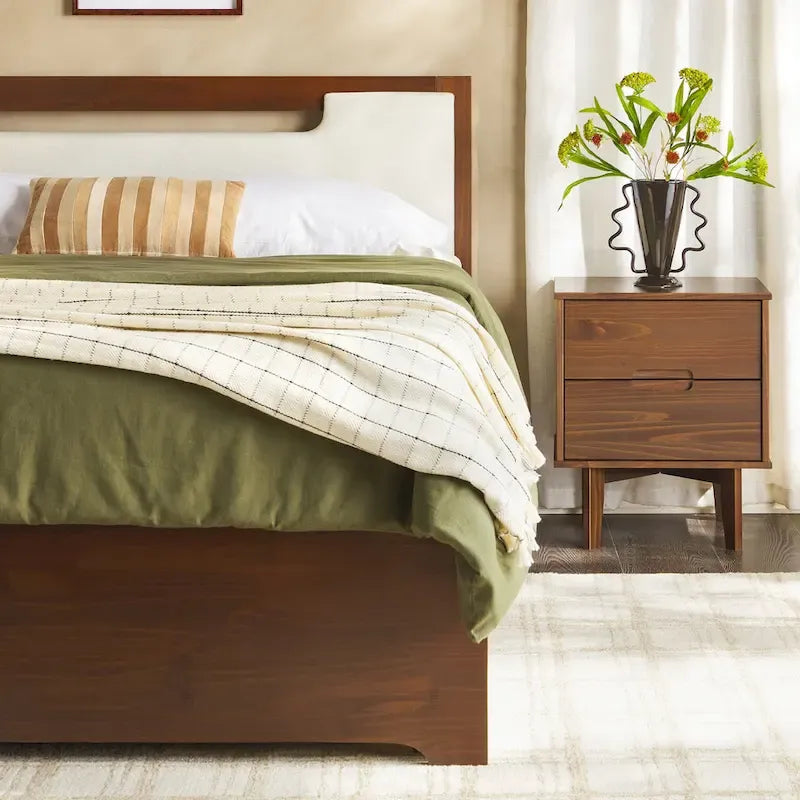 Mid-Century Modern Solid Wood Storage Platform Bed