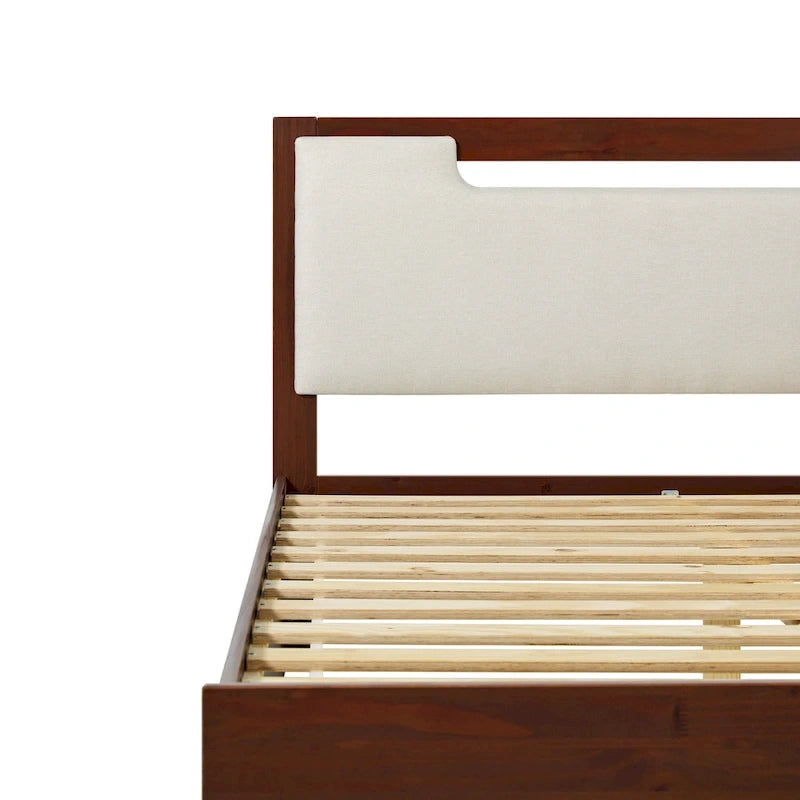 Mid-Century Modern Solid Wood Storage Platform Bed