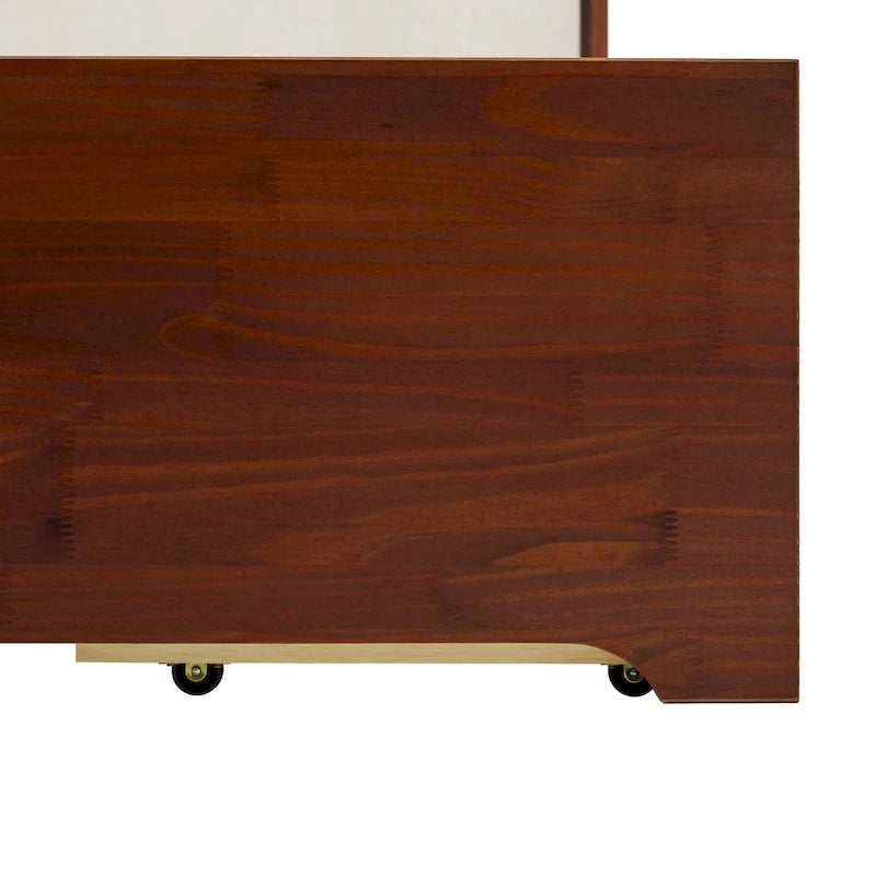 Mid-Century Modern Solid Wood Storage Platform Bed