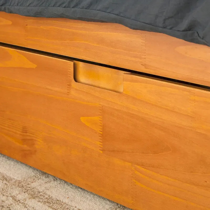 Mid-Century Modern Solid Wood Storage Platform Bed