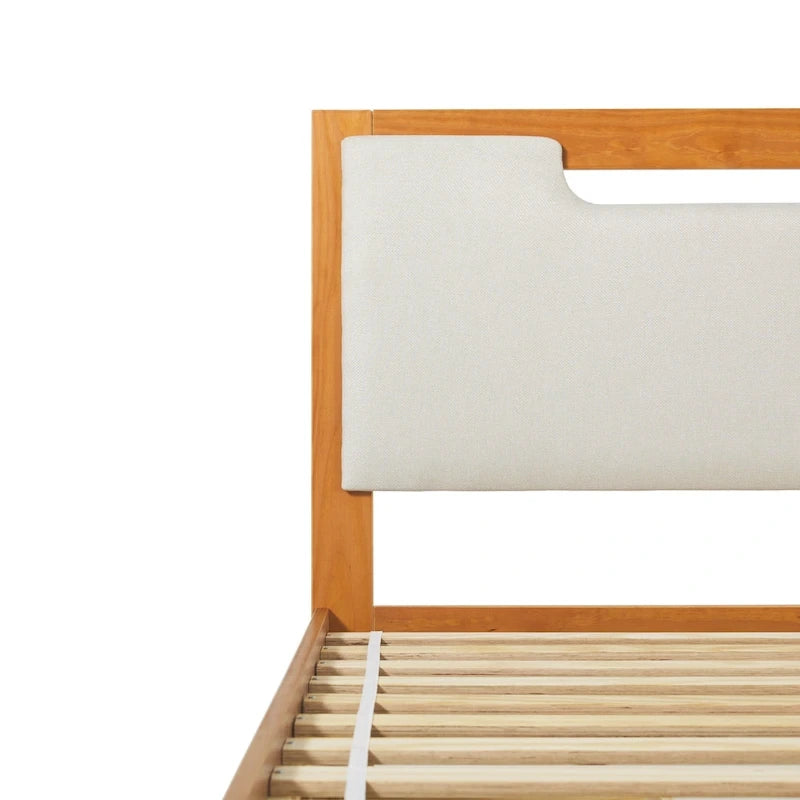 Mid-Century Modern Solid Wood Storage Platform Bed