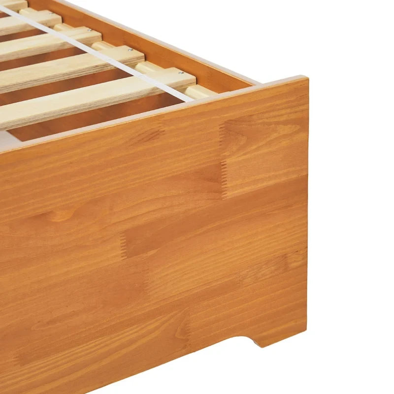 Mid-Century Modern Solid Wood Storage Platform Bed