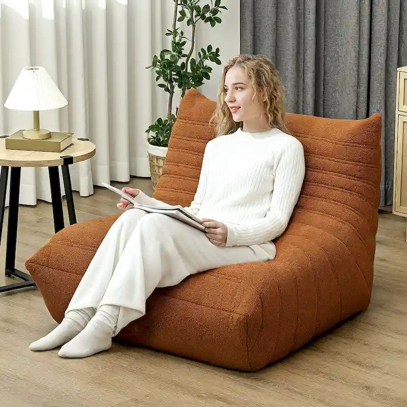 Adult Bean Bag Chair — Giant Fireplace-Style Lounge Sofa with Built-in High-Density Comfort Sponge