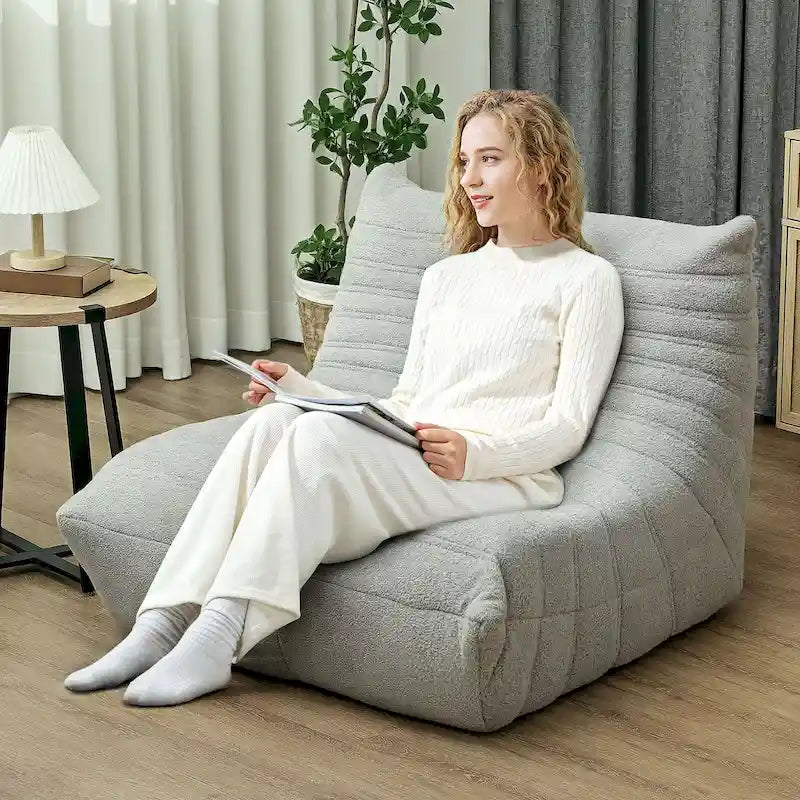 Adult Bean Bag Chair — Giant Fireplace-Style Lounge Sofa with Built-in High-Density Comfort Sponge