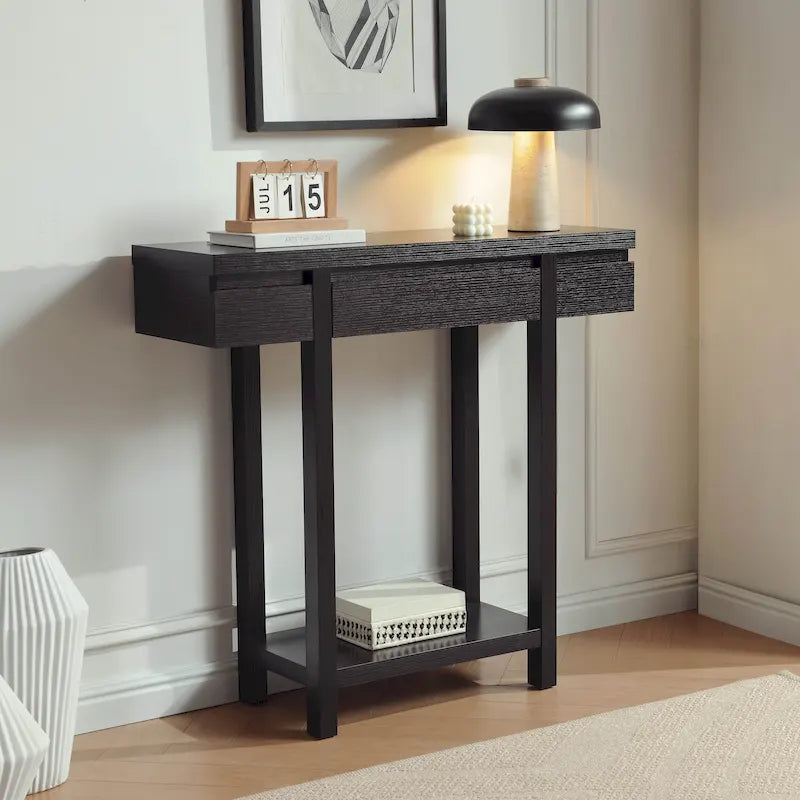 Table console élégante en bois avec tiroir et étagère