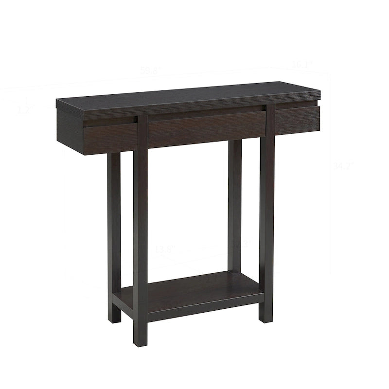 Table console élégante en bois avec tiroir et étagère