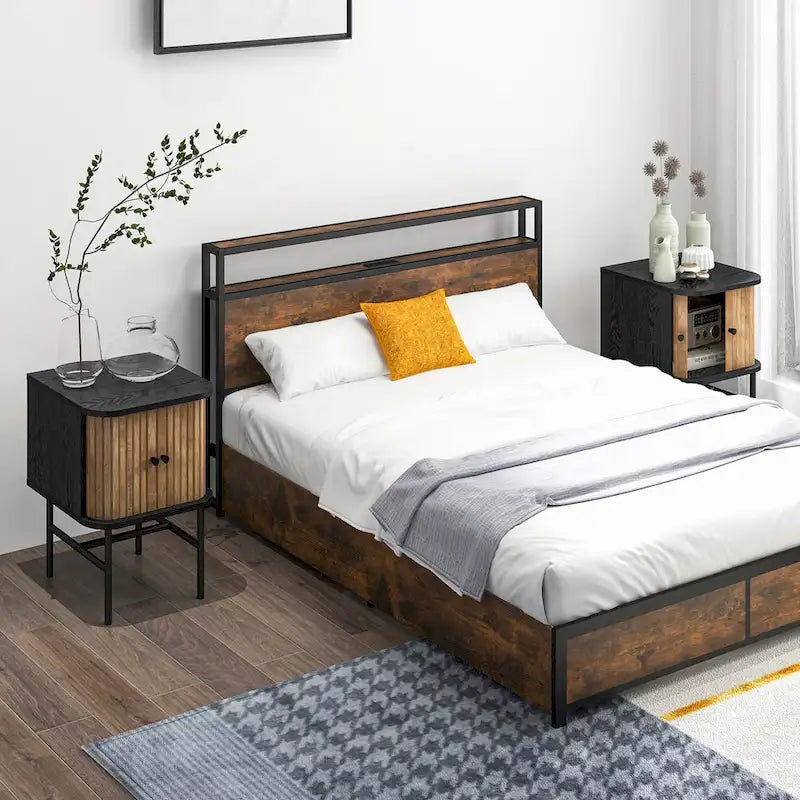 2-Piece Bedside Table Set — Compact Modern Side Tables (with Sliding Drawers)