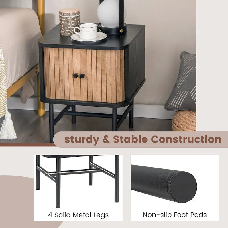 2-Piece Bedside Table Set — Compact Modern Side Tables (with Sliding Drawers)