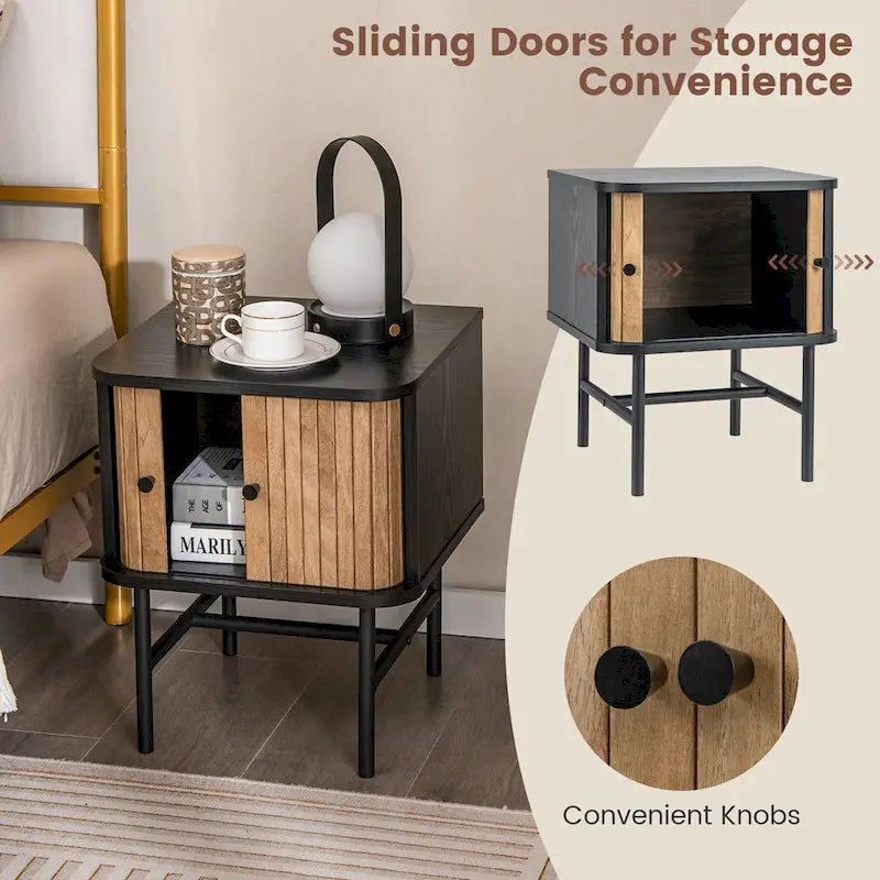 2-Piece Bedside Table Set — Compact Modern Side Tables (with Sliding Drawers)