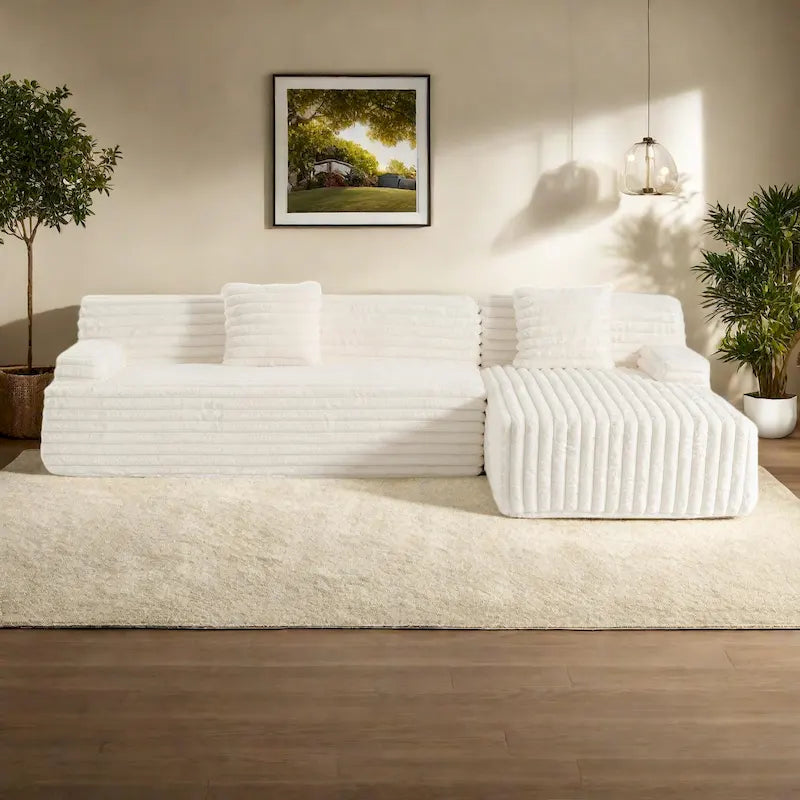Faux Fur "Cloud" Series 3-Seater L-Shaped Sofa