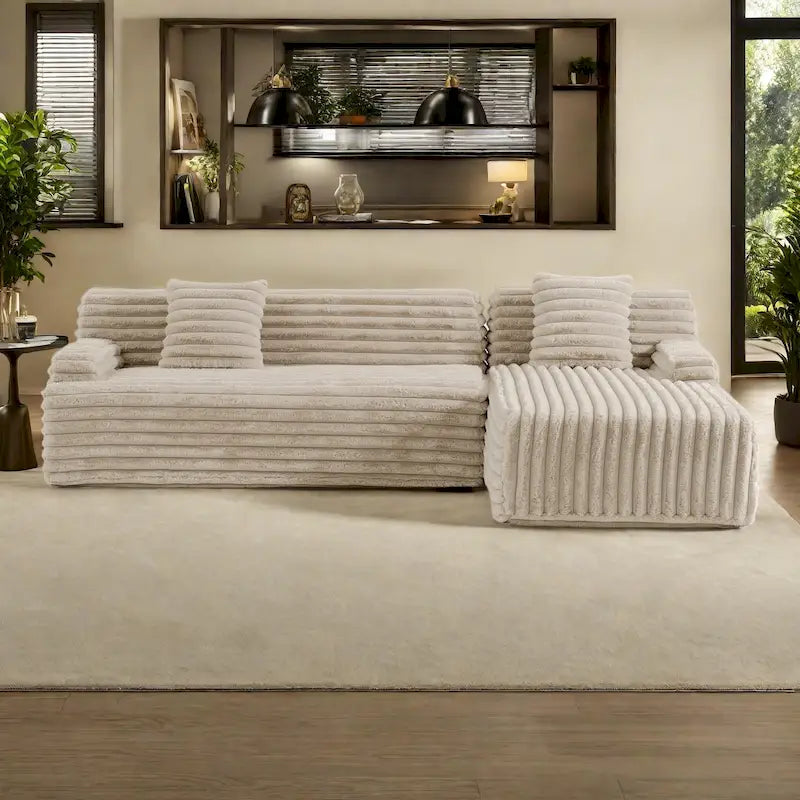 Faux Fur "Cloud" Series 3-Seater L-Shaped Sofa