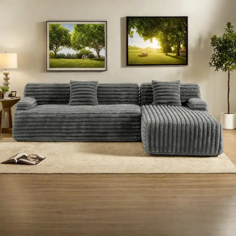 Faux Fur "Cloud" Series 3-Seater L-Shaped Sofa