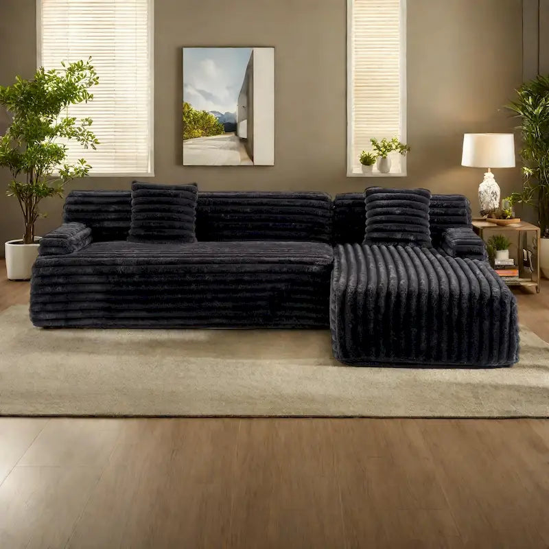 Faux Fur "Cloud" Series 3-Seater L-Shaped Sofa