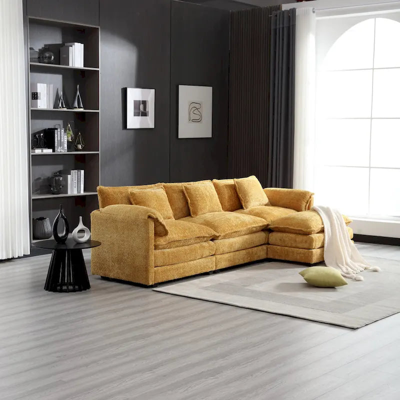 Canapé d'angle jaune de 112,2 pouces