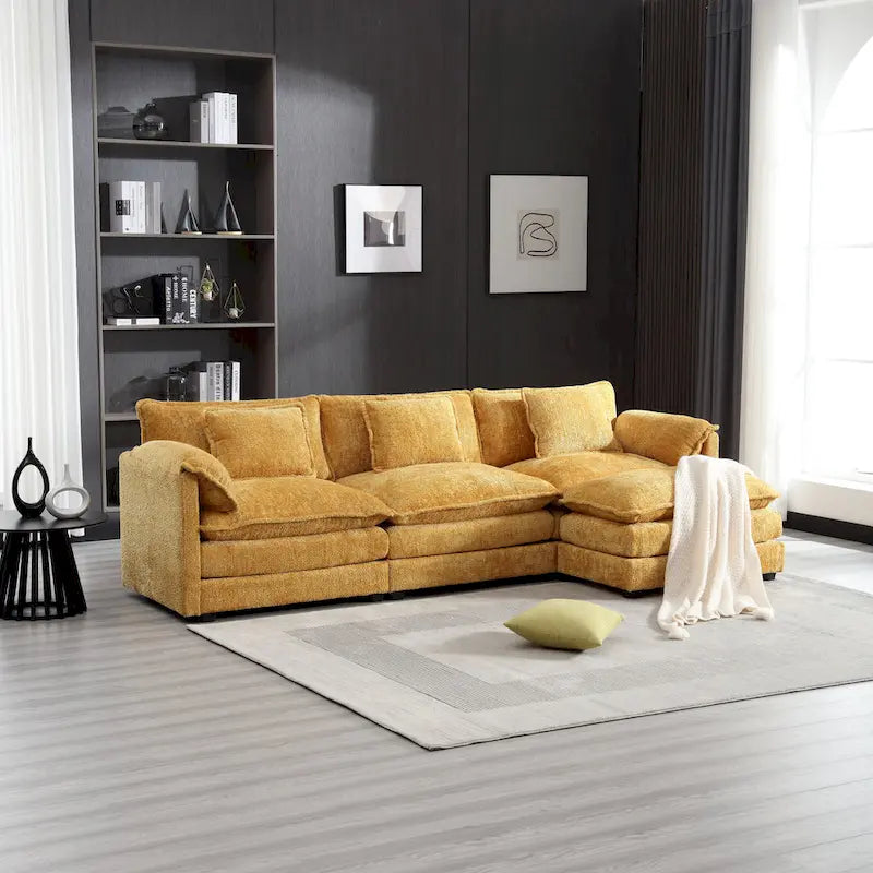 Canapé d'angle jaune de 112,2 pouces