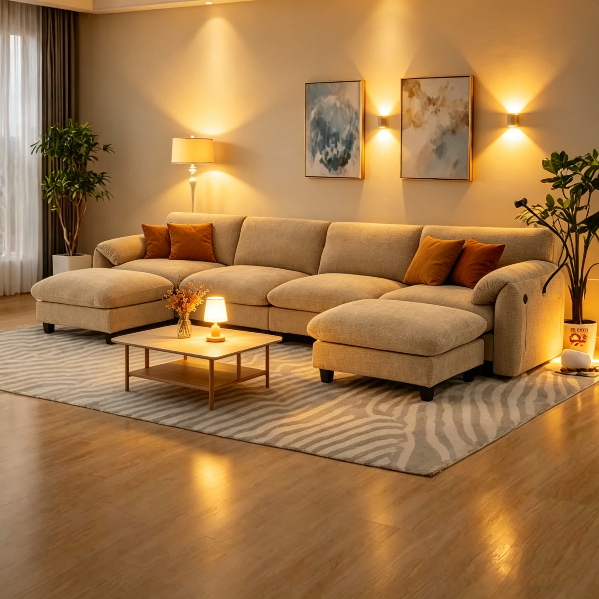 Chenille U-Shaped Modular Sofa