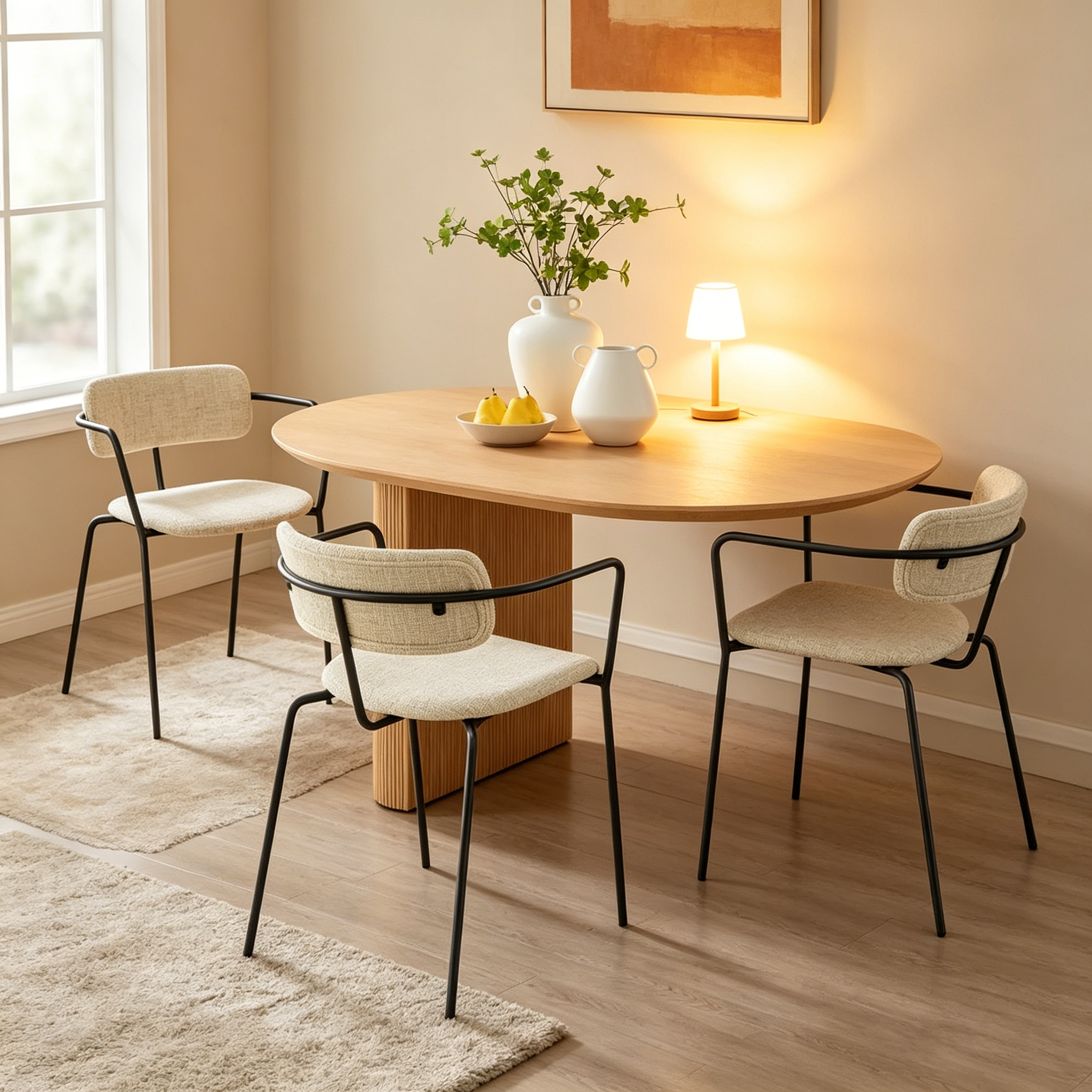 Chaises de salle à manger en tissu (avec accoudoirs, lot de 2)