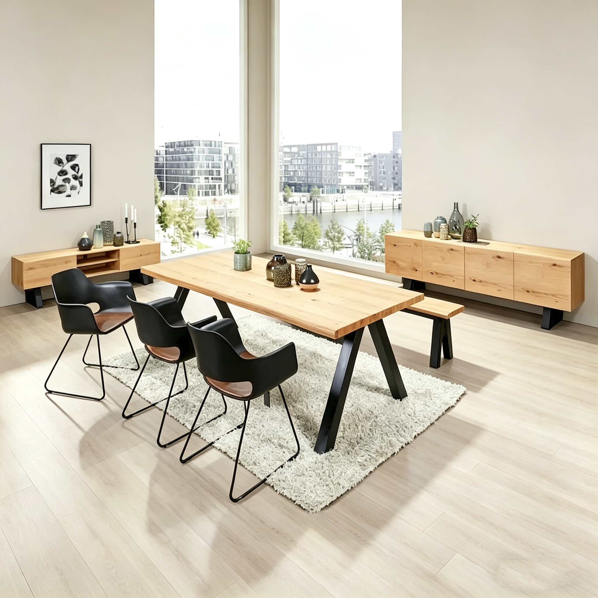 Nordic Wavy-Edge Dining Table — Width 39.4 x Length 82.625 x Height 29.5