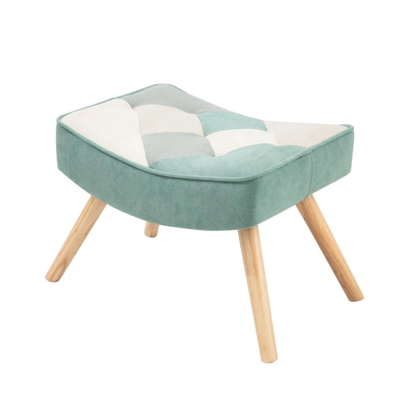 Fauteuil de salon avec repose-pieds — Ensemble de sièges de salon avec pouf, Fauteuil de chambre confortable, avec un revêtement en tissu patchwork créatif