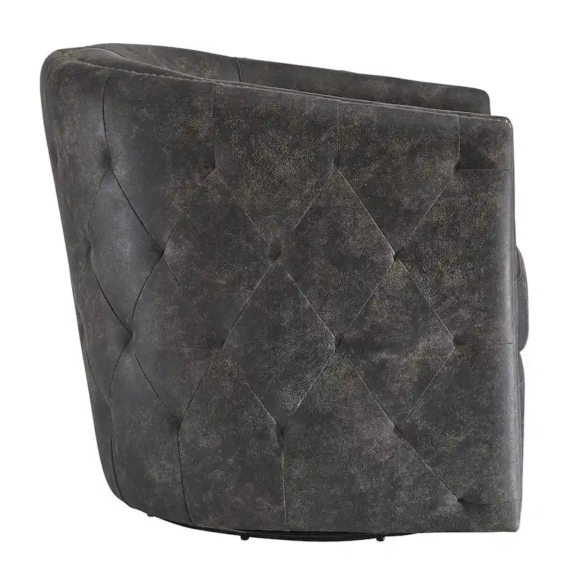Fauteuil pivotant noir vieilli — L 73 x P 79 x H 80