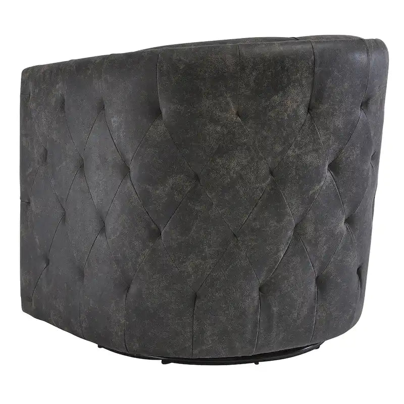 Fauteuil pivotant noir vieilli — L 73 x P 79 x H 80
