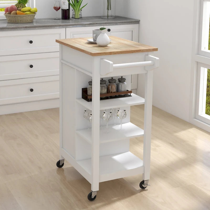 Kitchen island rolling trolley cart