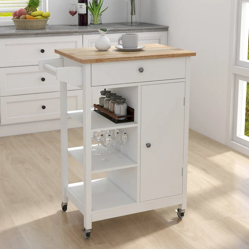 Kitchen island rolling trolley cart