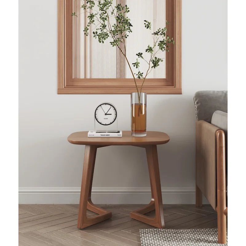 Nordic-Style Rectangular Solid Wood Side Table