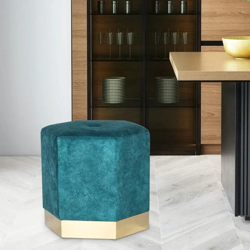 Tabouret de coiffeuse hexagonal / Repose-pieds rembourré / Repose-pieds
