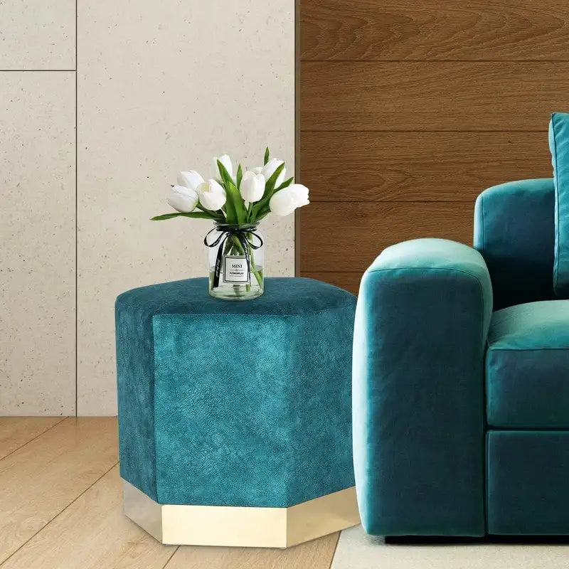 Tabouret de coiffeuse hexagonal / Repose-pieds rembourré / Repose-pieds