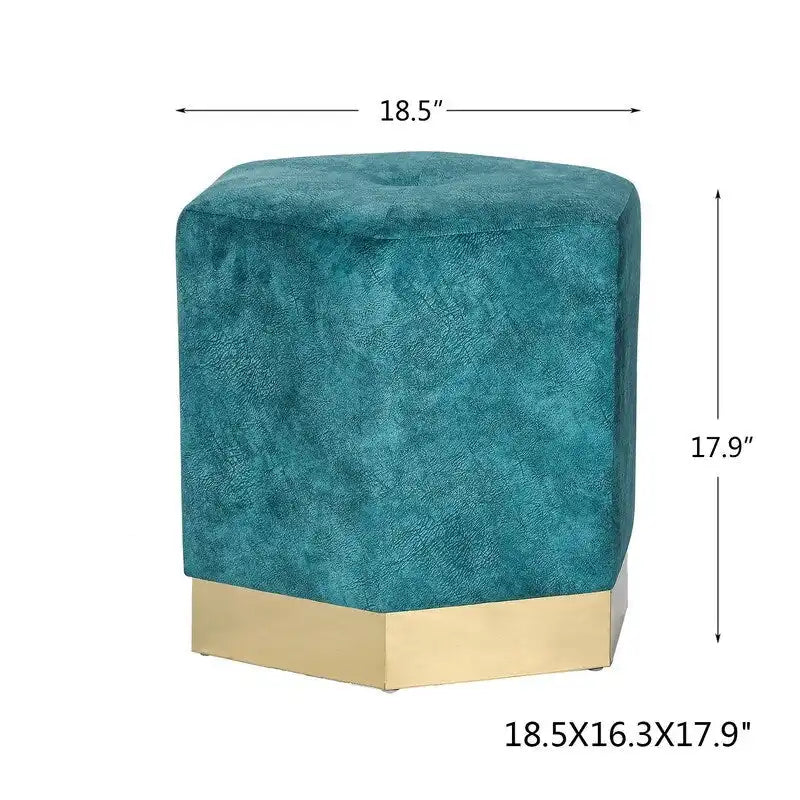 Tabouret de coiffeuse hexagonal / Repose-pieds rembourré / Repose-pieds