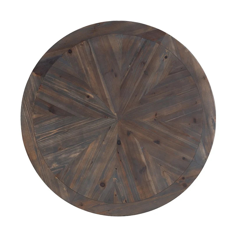 Table basse ronde de style ferme rustique moderne fabriquée à partir de bois recyclé