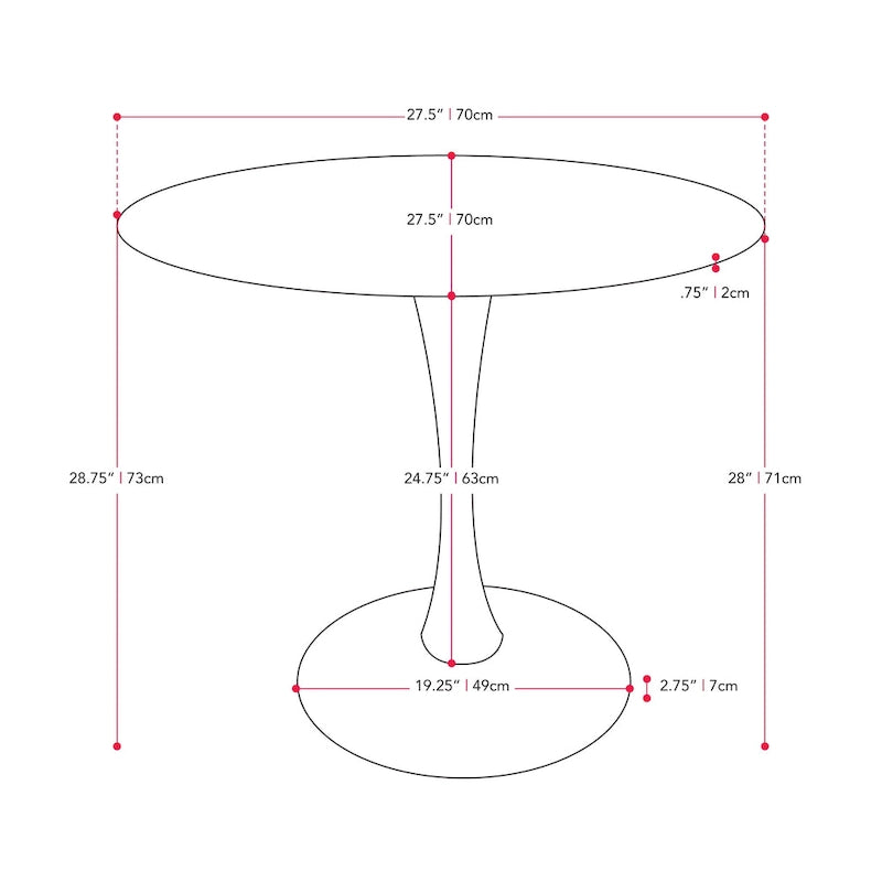 28-Inch Round Small Dining Table (with Pedestal Base)