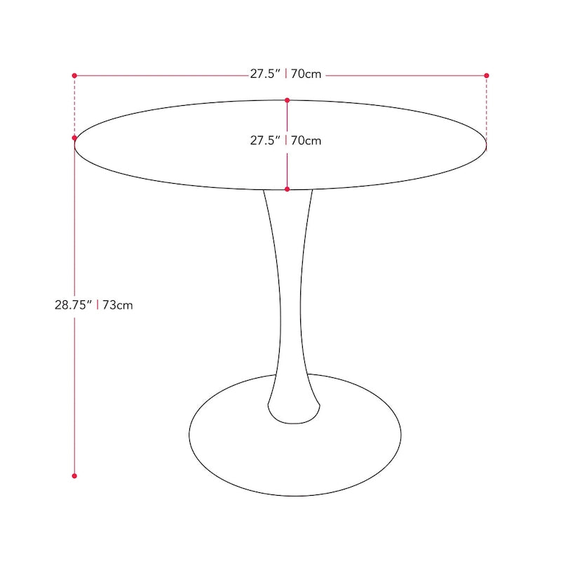 28-Inch Round Small Dining Table (with Pedestal Base)