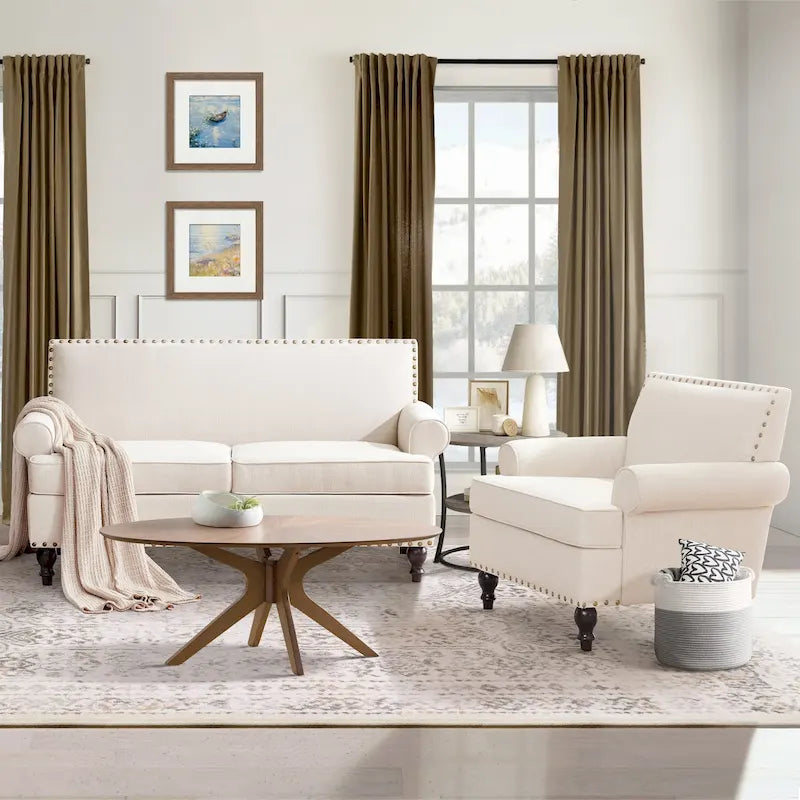 Fabric Armchair And Two-Seater Sofa Set