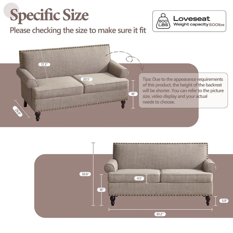 Ensemble fauteuil en tissu et canapé deux places