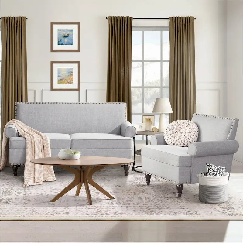 Ensemble fauteuil en tissu et canapé deux places